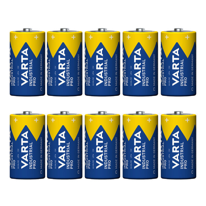 10 R-14 LR14 1.5V alkaline batteries by Varta Industrial Pro