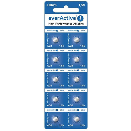 10x in blister battery AG4 G4 LR626 LR66 BL166 everActive