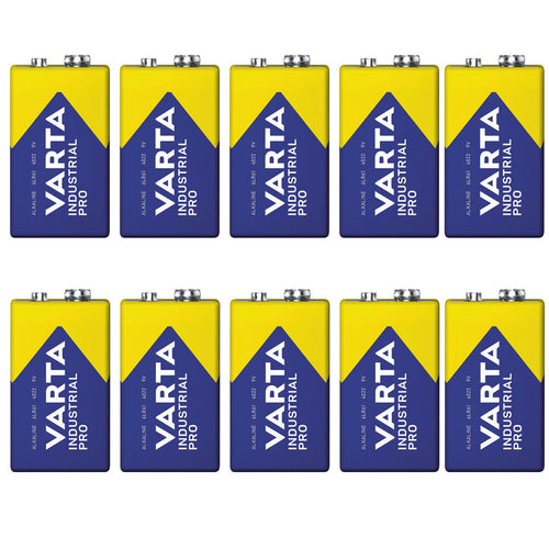 10x R9V R-9 6LR61 9V R-9 alkaline battery, Varta Industrial Pro