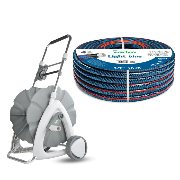 1/2" 45m Garden Hose Cart + Vartco Light Blue 1/2" 20m Garden Hose by Agaplast