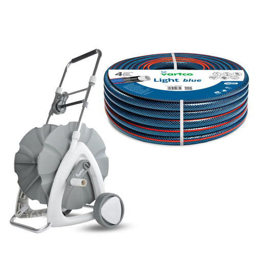 1/2" 45m Garden Hose Cart + Vartco Light Blue 1/2" 30m Garden Hose by Agaplast