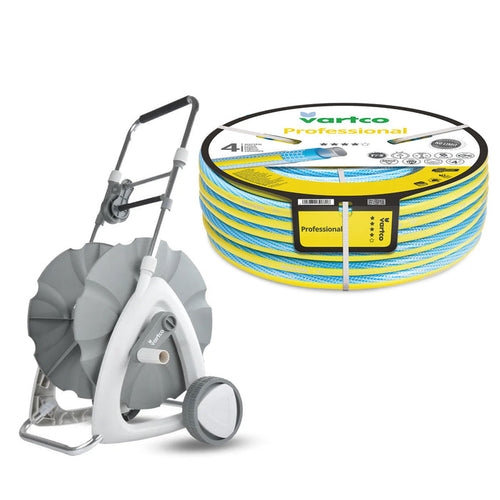 1/2" 45m Garden Hose Cart + Vartco Professional 1/2" 30m Garden Hose by Agaplast