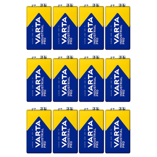 12x R9V R-9 6LR61 9V R-9 alkaline battery Varta Industrial Pro