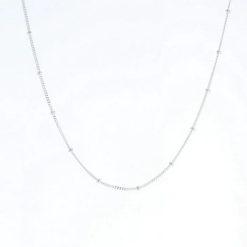 16" Silver Beaded Curb Chain