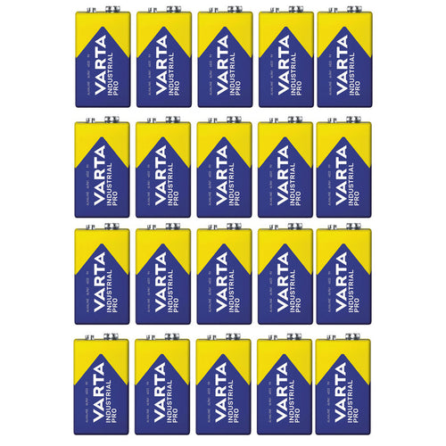 20 R9V R-9 6LR61 9V R-9 alkaline batteries by Varta Industrial Pro