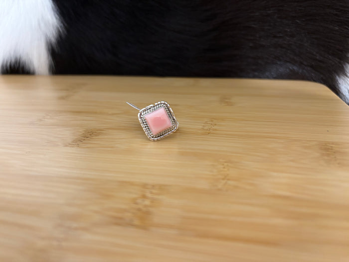 Square pink conch ring