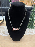 Pink conch Paperclip chain