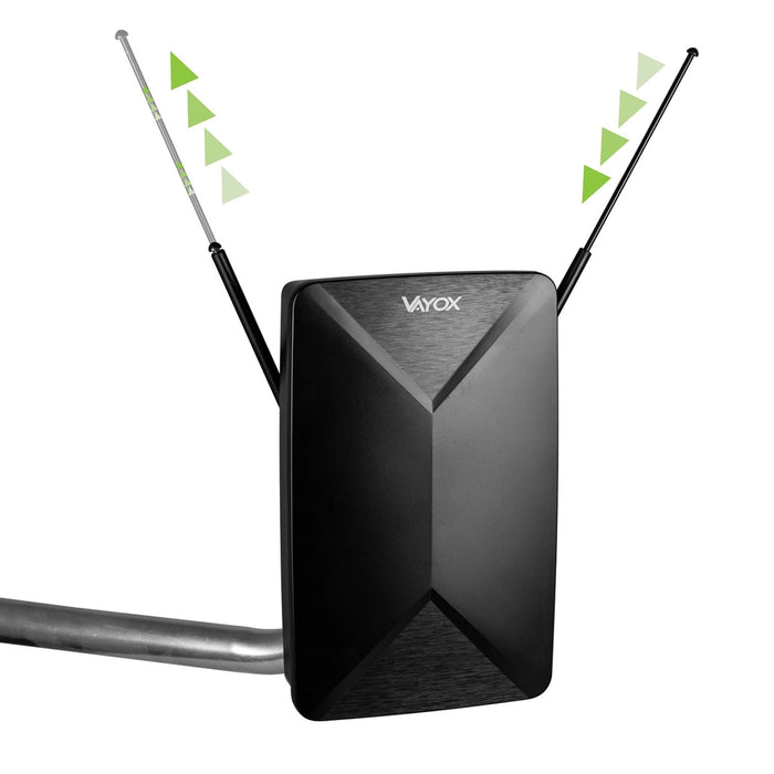 Active antenna, indoor, outdoor, DVB-T2, 4K terrestrial TV, Vayox