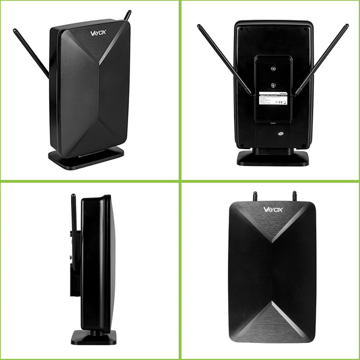 Active antenna, indoor, outdoor, DVB-T2, 4K terrestrial TV, Vayox