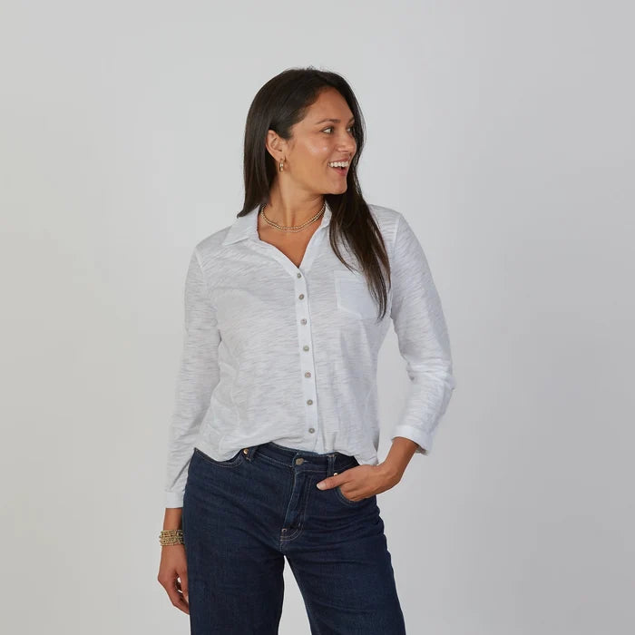 Alex Every Season Button Down Shirt in White