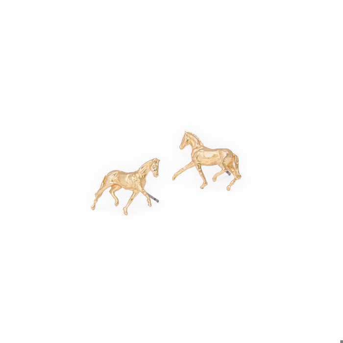 Alice Horse Post Earrings in Brass by INK + ALLOY
