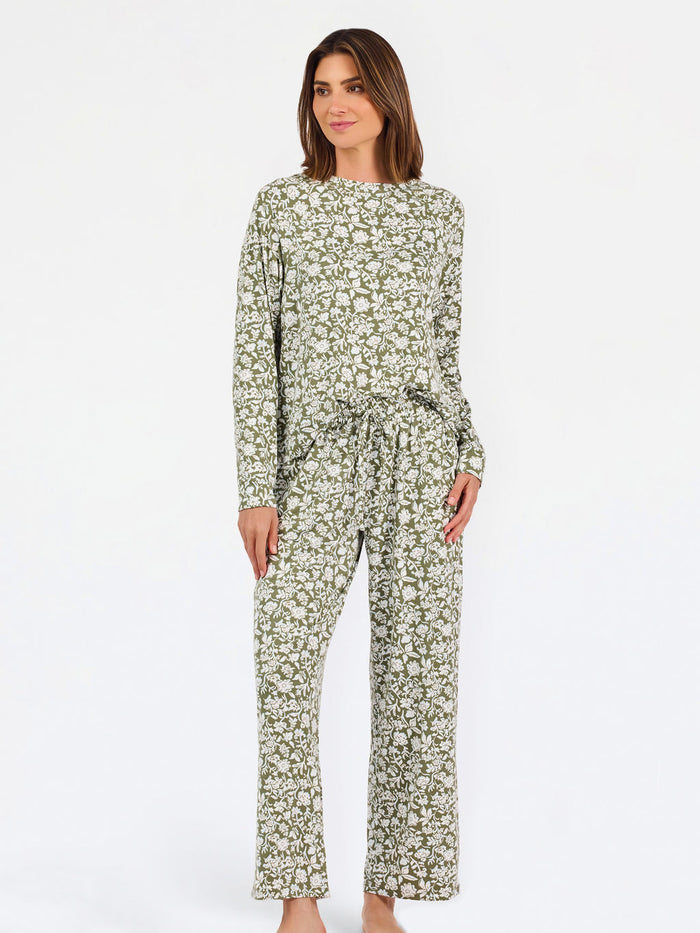 Annie Pajama Set in Painted Trillium Olive