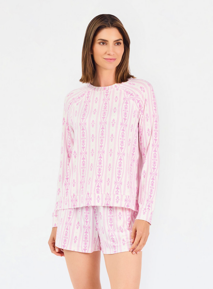 Annie Short Pajama Set in Floral Cameo Orchid