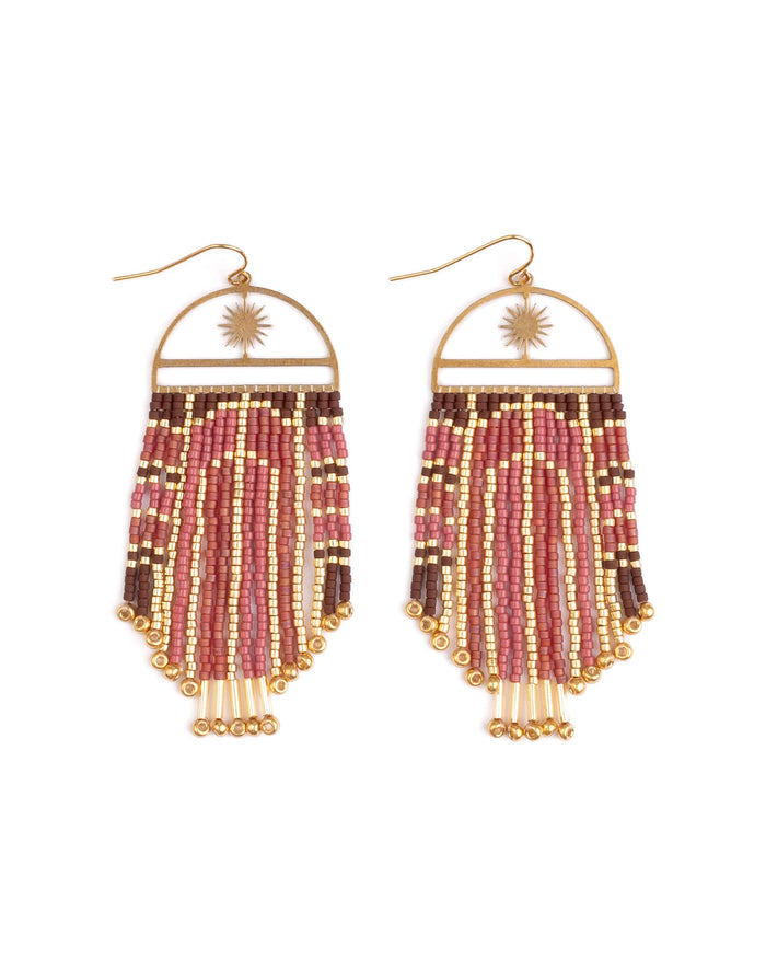Arcadia Fringe Earrings in Cherry/Brown