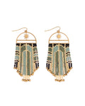 Arcadia Fringe Earrings in Green/Black
