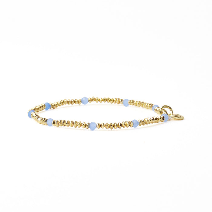 Ashley Small Brass + Crystal Stretch Bracelet in Blue + Gold by Ink & Alloy