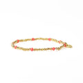 Ashley Small Brass + Crystal Stretch Bracelet in Coral + Gold by Ink & Alloy