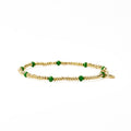 Ashley Small Brass + Crystal Stretch Bracelet in Kelly Green + Gold by Ink & Alloy