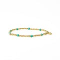 Ashley Small Brass + Crystal Stretch Bracelet in Teal + Gold by Ink & Alloy