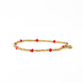 Ashley Small Brass + Crystal Stretch Bracelet in Tomato Red + Gold by Ink & Alloy