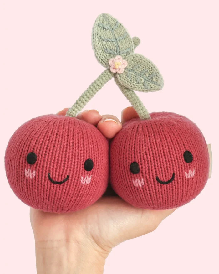 Baby Cherries Hand-Knit Plush