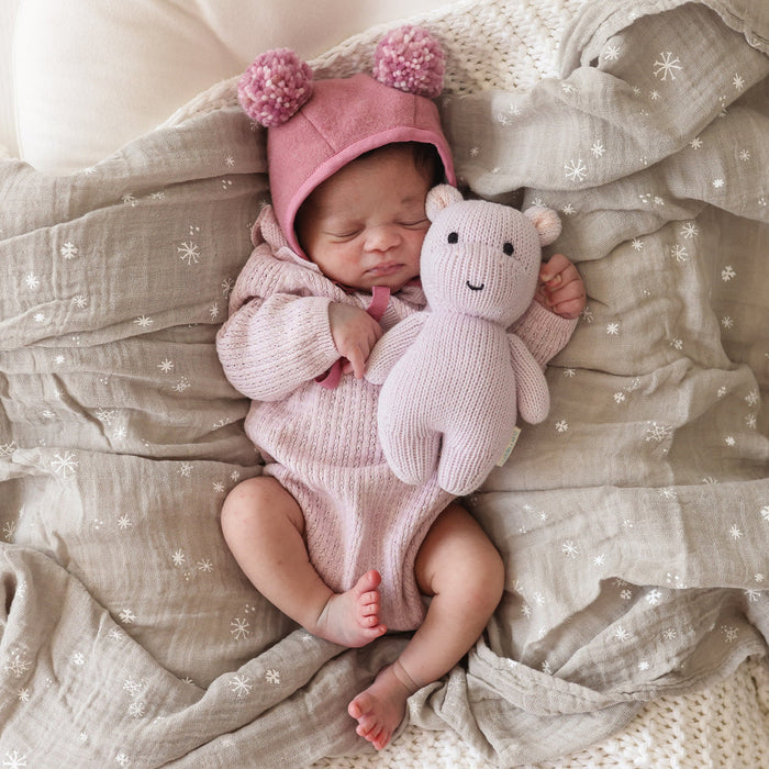 Baby Hippo Hand-Knit Plush