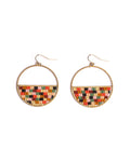 Beaded Handwoven Patchwork Circle Earrings