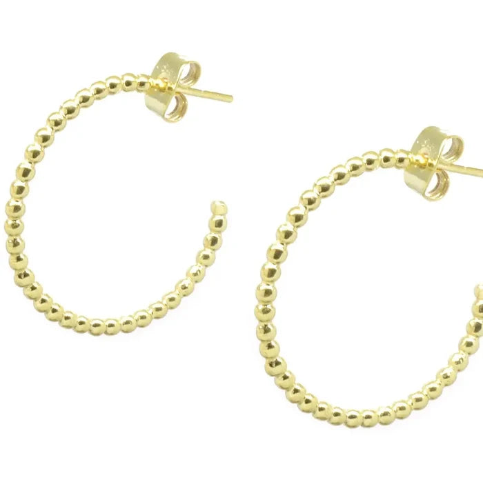 Beaded Hoop Earring in Gold (1")