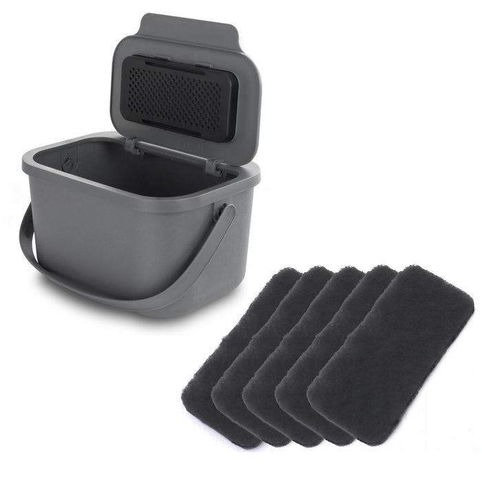 Bio-waste bin, 4.5-liter capacity, gray, Mini Bini + 5 Practic charcoal filters
