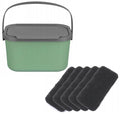 Bio-waste bin, 4.5-liter capacity, green with a gray lid, Mini Bini + 5 Practic charcoal filters