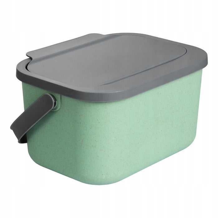 Bio-waste bin, 4.5-liter capacity, green with a gray lid, Mini Bini + 5 Practic charcoal filters
