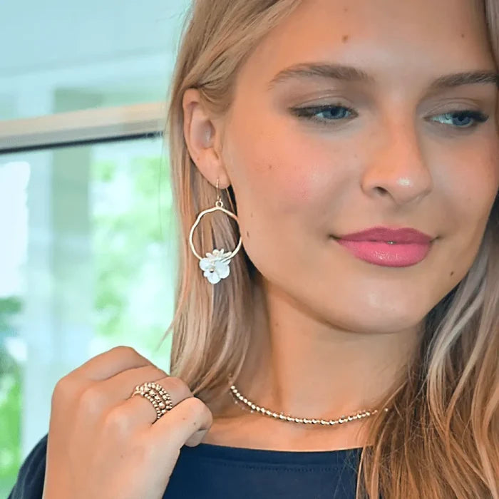 Bloom White Hoop Earring