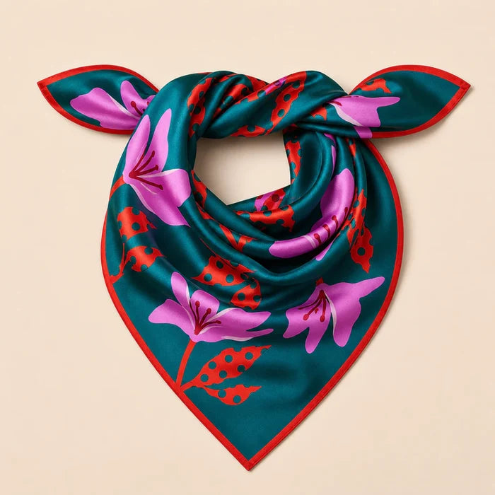 Bold Lily Floral Silk Scarf