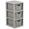BranQ Rattan Rack with 3 Baskets Drawers with a Capacity of 7 Liters Storage Color Gray