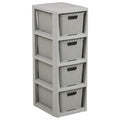 BranQ Rattan Rack with 4 Baskets Drawers with a Capacity of 7 Liters Storage Color Gray
