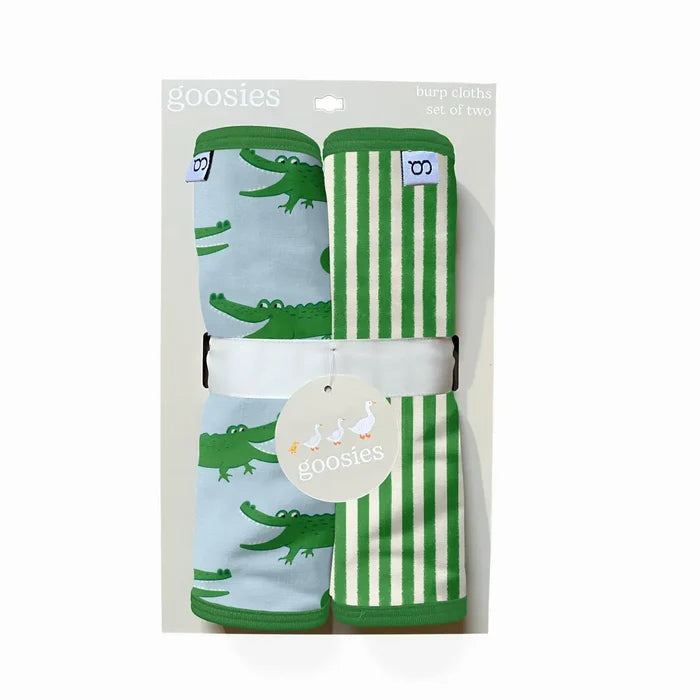 Burp Cloth Set in Blue Alligators