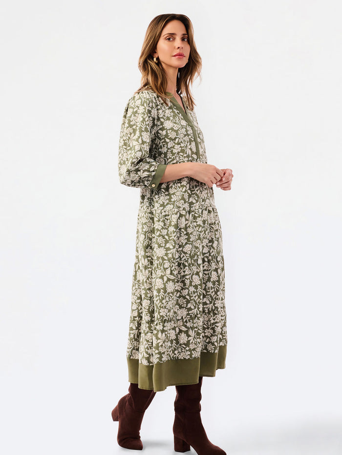 Cameron Dress in Painted Trillium Olive