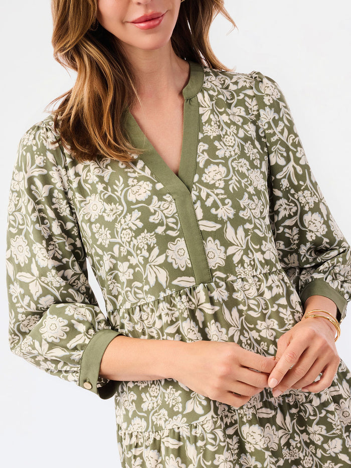 Cameron Dress in Painted Trillium Olive