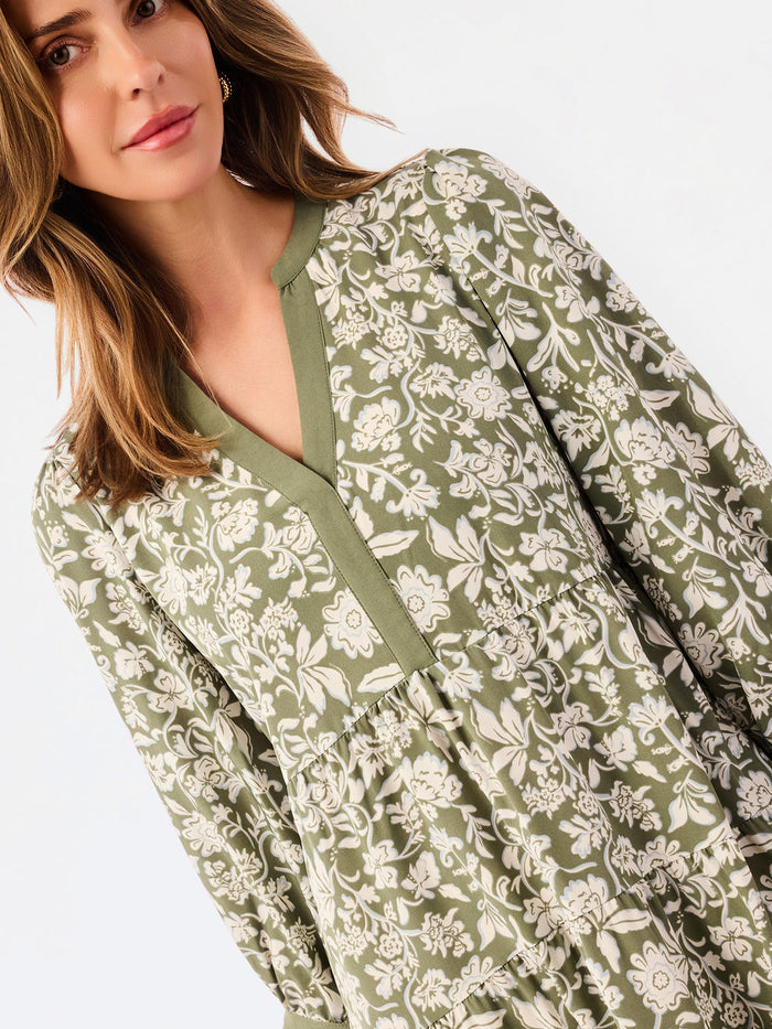 Cameron Dress in Painted Trillium Olive