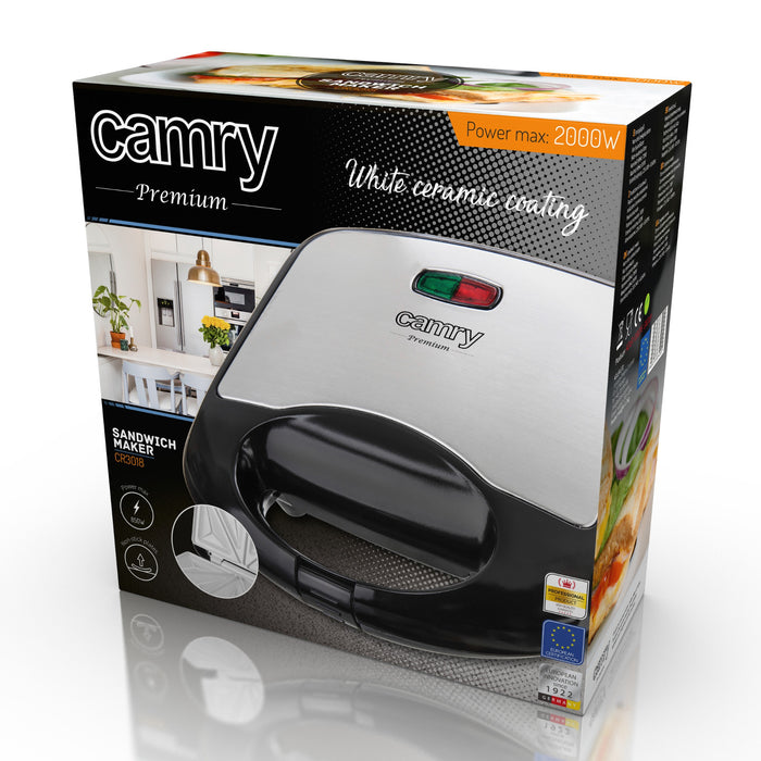 Camry sandwich maker, ceramic non-stick coating, max. power 850W, CR 3018