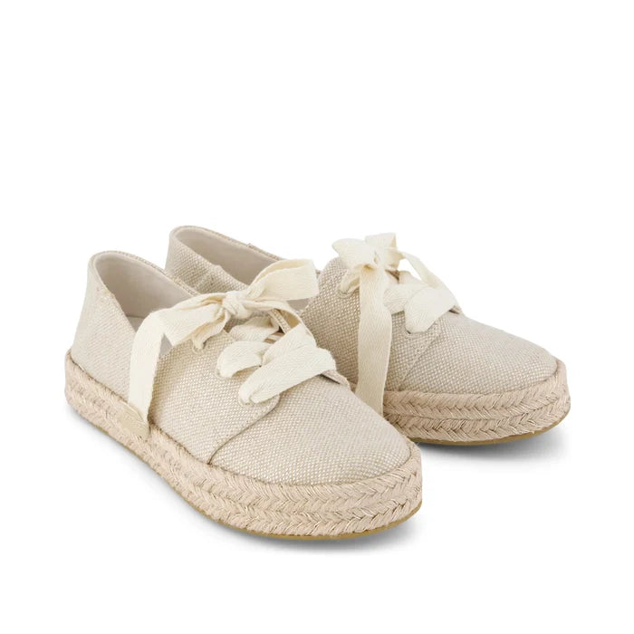 Carolina Lace Up in Champagne Glimmer Canvas