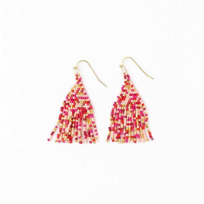 Cassie Confetti Fringe Earrings in Pink + Gold