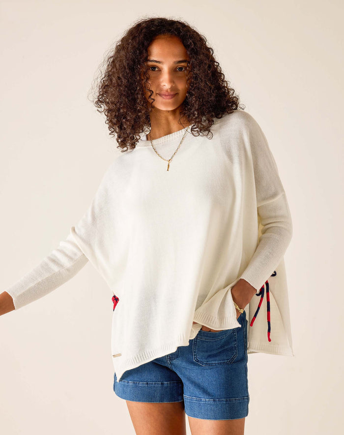 Catalina Tie Side Crewneck in White