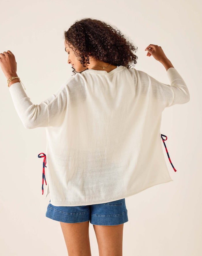 Catalina Tie Side Crewneck in White