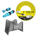 Cellfast 4YELLOW 1/2" 30m Garden Hose + Cellfast Gray Hose Hanger + Cellfast Basic 1/2" Straight Sprinkler Set
