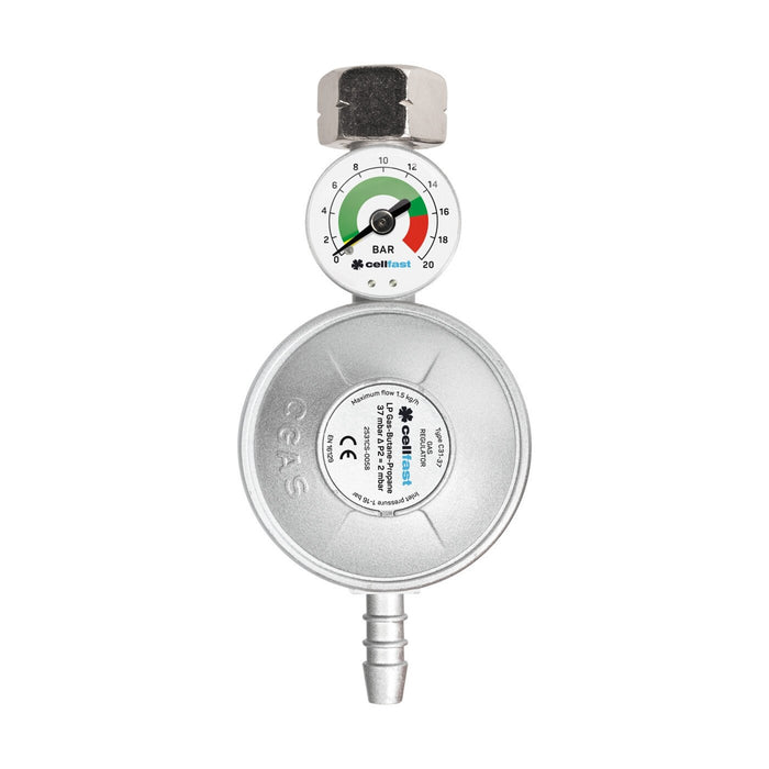 Cellfast 52-501 Gas Regulator LPG / Propane / Butane Gas Pressure Rducing Valve and Pressure Gauge G12