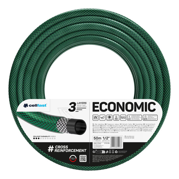 Cellfast Aluplus 1/2" 60m Hose Cart + Cellfast Economic 1/2" 50m Garden Hose