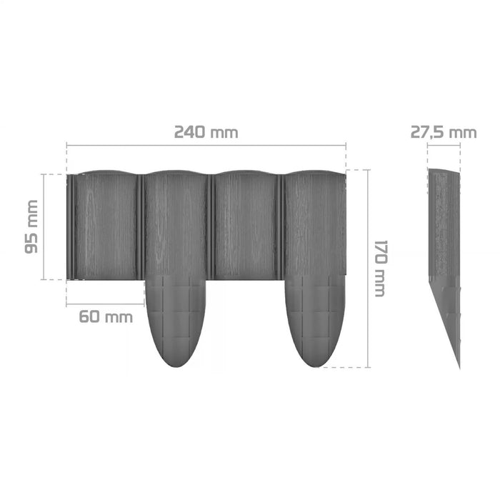 Cellfast Garden Fence, wood-grain finish, frost-resistant, 14.4 m long, graphite color, 34-054