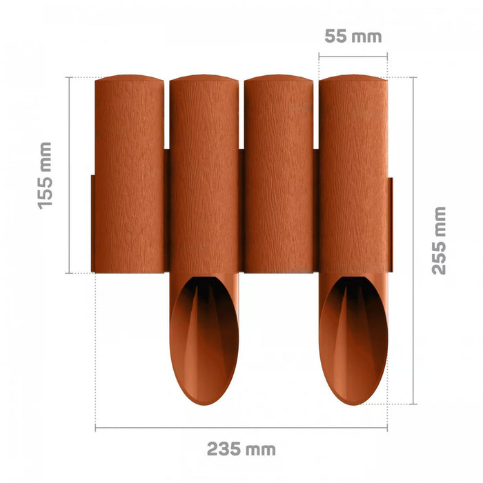 Cellfast Garden Fence, wood-grain finish, frost-resistant, 6.9 m long, brick-red, 34-043