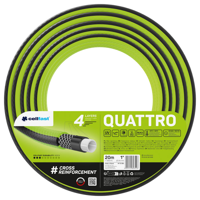 Cellfast garden hose, 1'', 20m, 4-ply, cross braided, Quattro